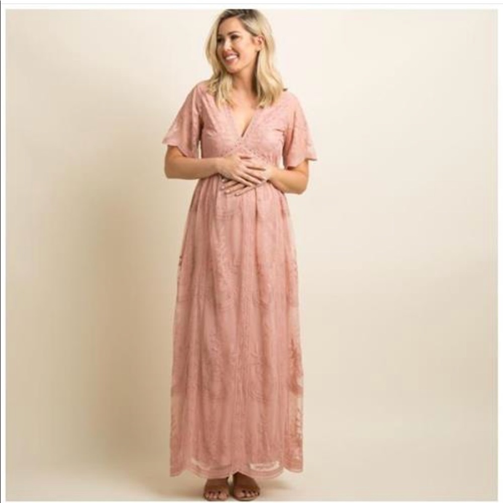 Blush color maternity dress